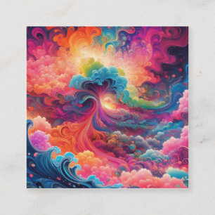 Psychedelic, surealistic, colorfu art is marked b square business card
