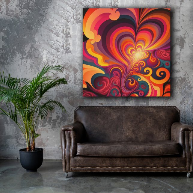 Psychedelic Surreal Swirl Heart Pattern Canvas Print (Creator Uploaded)