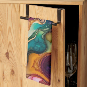 Psychedelic Surreal Watercolor Pattern Tea Towel