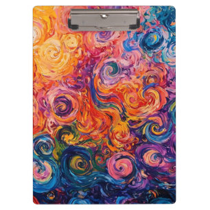 Psychedelic Swirls Oil Painting Clipboard