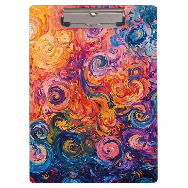 Psychedelic Swirls Oil Painting Clipboard (Front)