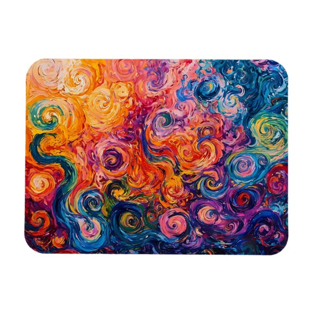 Psychedelic Swirls Oil Painting Magnet (Horizontal)