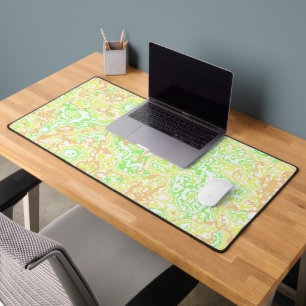 Psychedelic Swirly Boho Hippie Colourful Marble Desk Mat