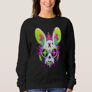 Psychedelic Techno Rabbit Rave EDM Punk Grunge Aes Sweatshirt