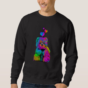 Psychedelic Teddy Bear Trippy Colorful Teddy with  Sweatshirt