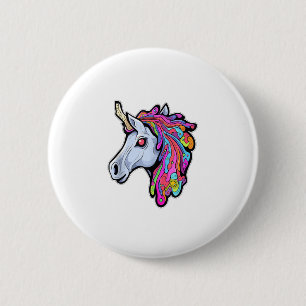 Psychedelic Tekk Party Unicorn Trippy EDM Rave Tan 6 Cm Round Badge