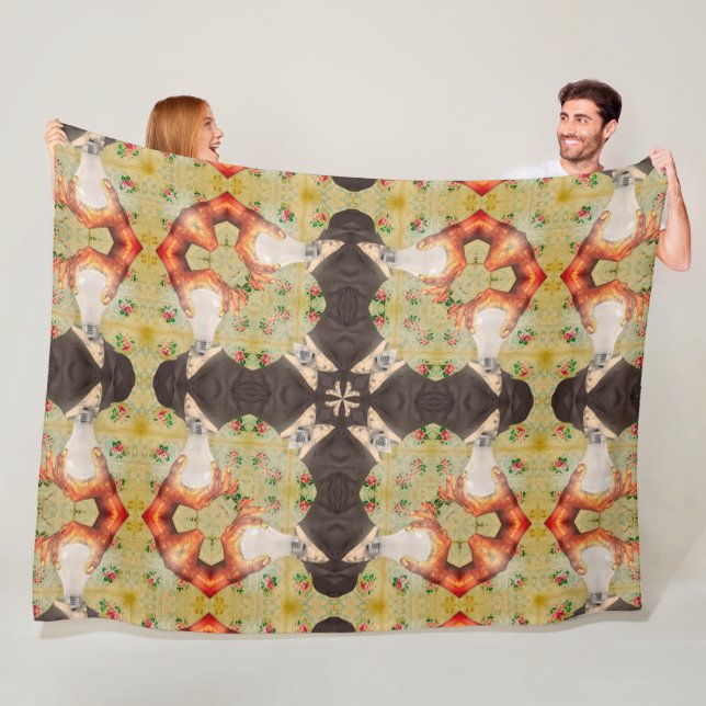 Psychedelic Tesla Liquid Mandala Quilt Pattern Fleece Blanket (In Situ)