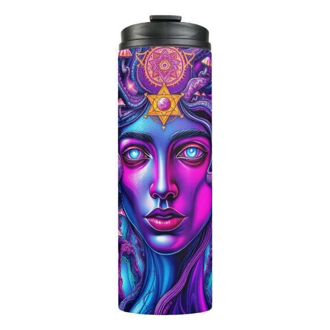 Psychedelic Thermal Tumbler with Mystical Face  (Front)