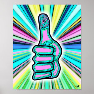 Psychedelic thumbs up! poster