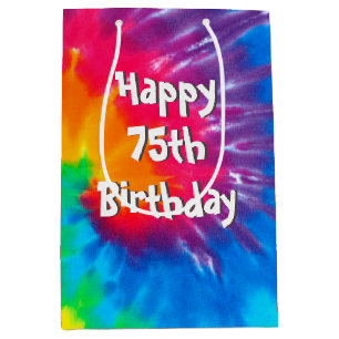 Psychedelic Tie Dye 75th Birthday Medium Gift Bag