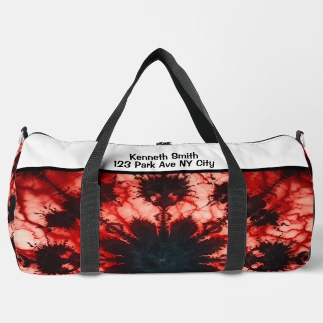Psychedelic Tie Dye Bloom Monogram Personalised Duffle Bag (Front)