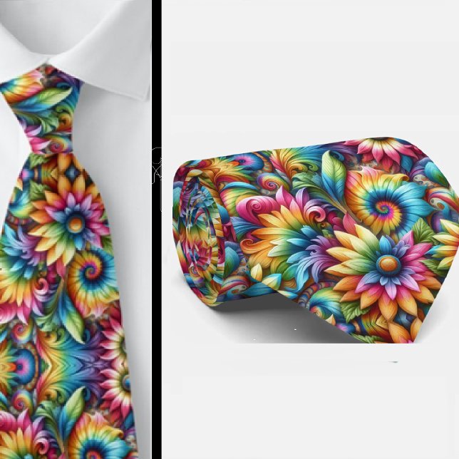Psychedelic Tie-Dye Floral Pattern Tie (Creator Uploaded)