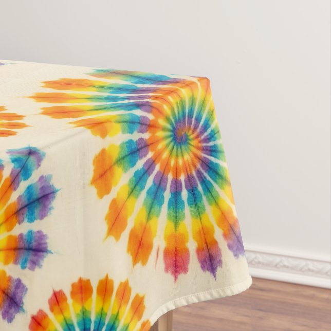 Psychedelic Tie Dye | Groovy Retro Tablecloth (In Situ)