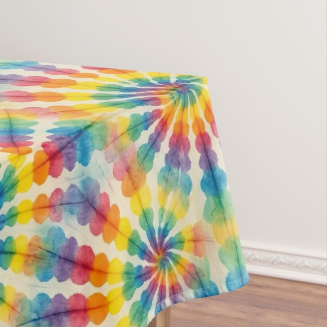 Psychedelic Tie Dye | Groovy Retro Tablecloth (In Situ)