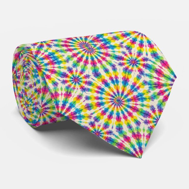 Psychedelic Tie-Dye Pattern Tie (Rolled)