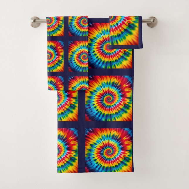 Psychedelic Tie Dye Pattern Towel Set (Insitu)