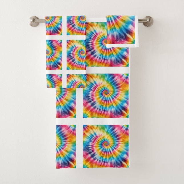 Psychedelic Tie Dye Pattern Towel Set (Insitu)