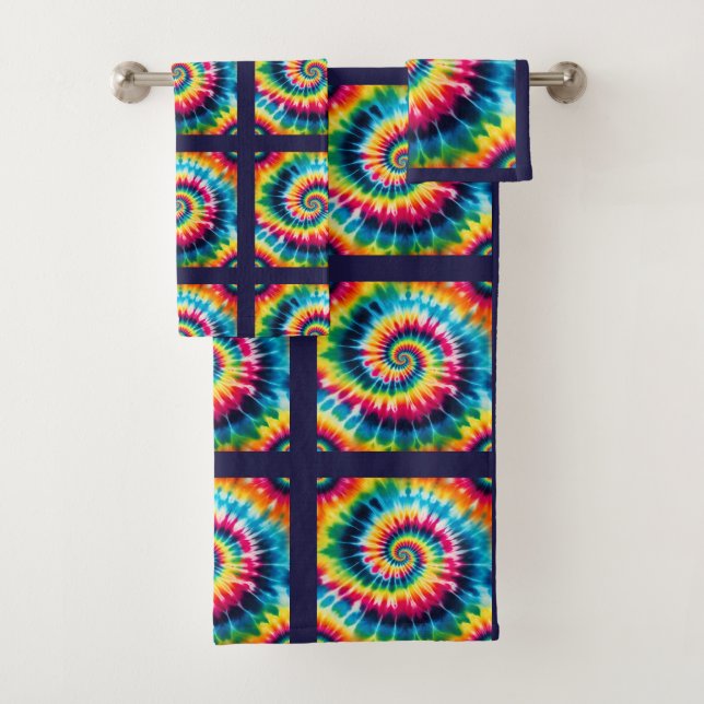 Psychedelic Tie Dye Pattern Towel Set (Insitu)