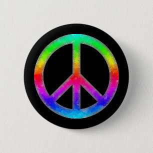 Psychedelic Tie-Dye Peace Sign Button