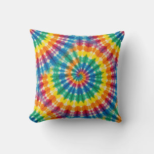 Psychedelic Tie Dye   Retro Groovy Throw Pillow