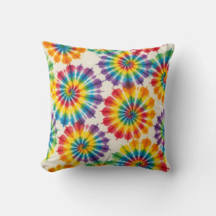Psychedelic Tie Dye   Retro Groovy Throw Pillow