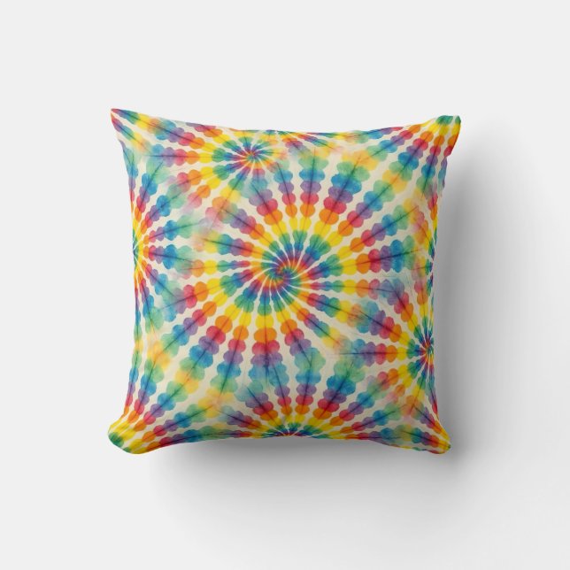 Psychedelic Tie Dye | Retro Groovy Throw Pillow (Front)