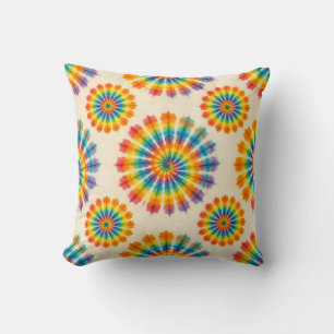 Psychedelic Tie Dye   Retro Groovy Throw Pillow