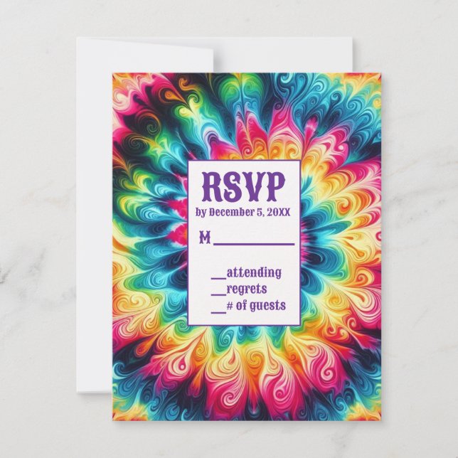 Psychedelic Tie Dye RSVP Cards (Front)