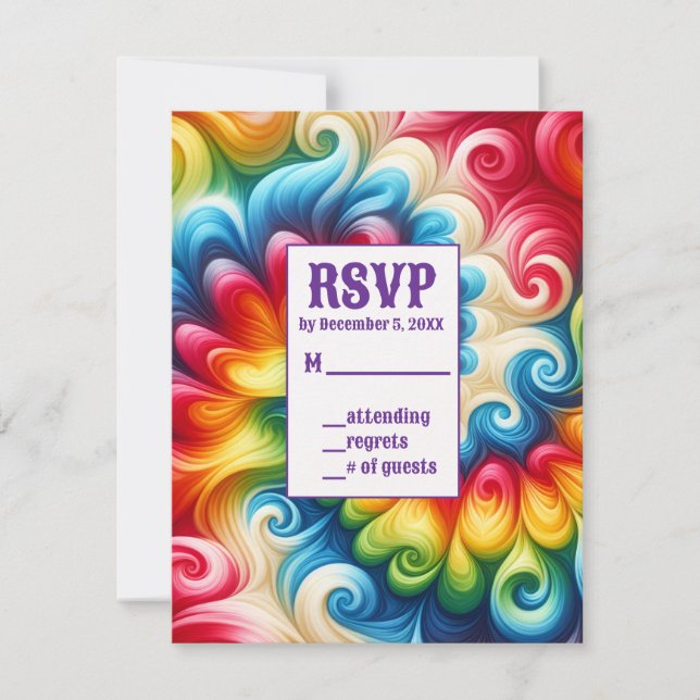 Psychedelic Tie Dye RSVP Cards (Front)