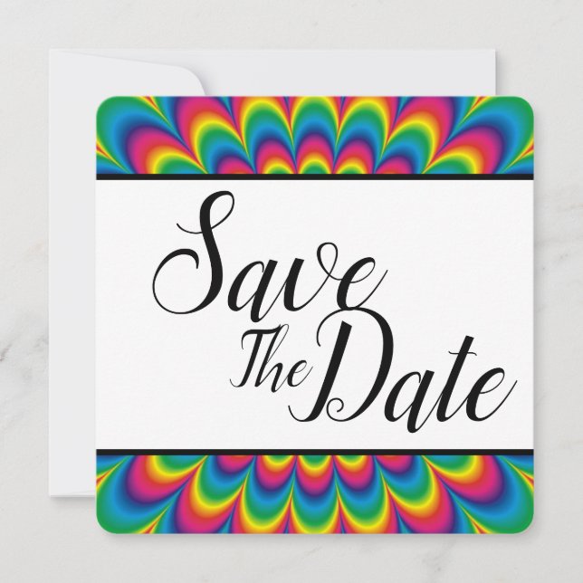 Psychedelic Tie Dye Save The Date (Front)