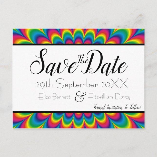 Psychedelic Tie Dye Save the Date Postcard (Front)