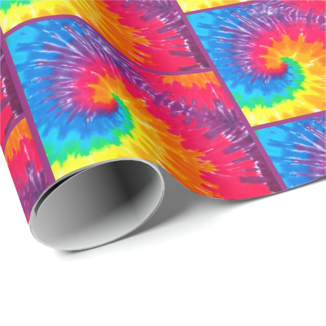 Psychedelic Tie Dye Tile Wrapping Paper (Roll Corner)