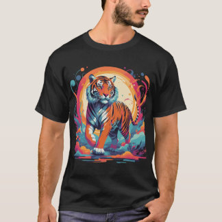 psychedelic tiger in vibrant jungle T-Shirt