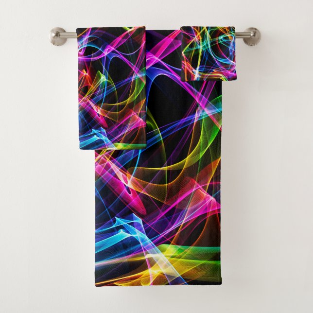 Psychedelic Trance Abstract Art Bath Towel Set (Insitu)