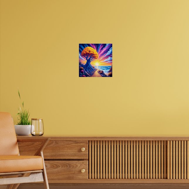 Psychedelic Tree Sunset Surreal Landscape Poster (Living Room 2)