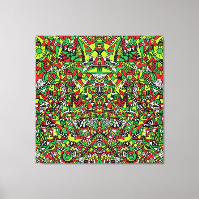 Psychedelic Tribal Abstract Colourful Composition  Canvas Print (Front)
