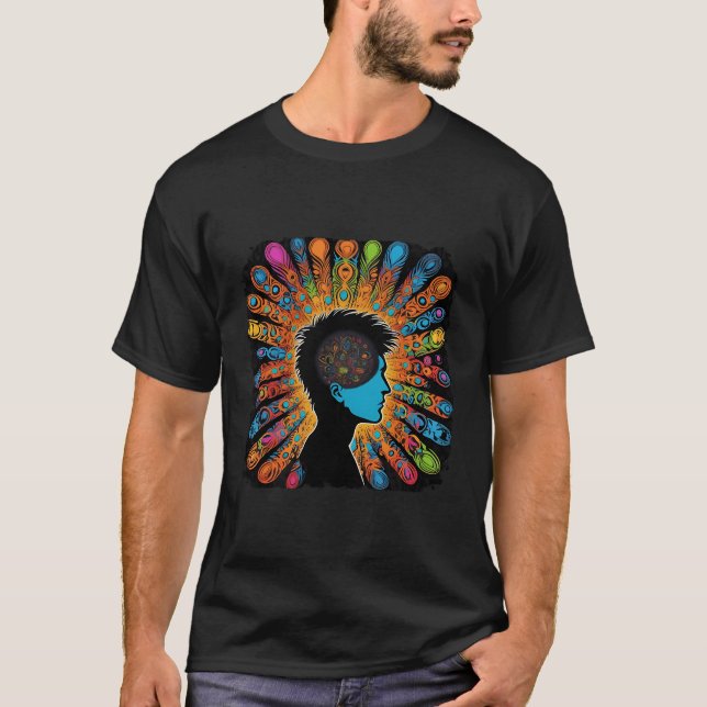 Psychedelic Trippy Black Light Wild Imaginative He T-Shirt (Front)