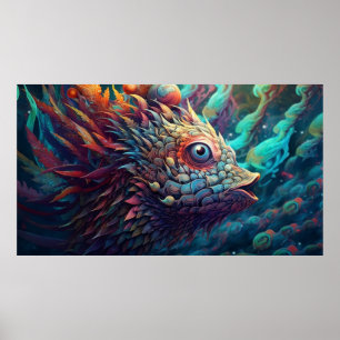Psychedelic Trippy creature Poster