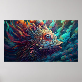 Psychedelic Trippy creature Poster