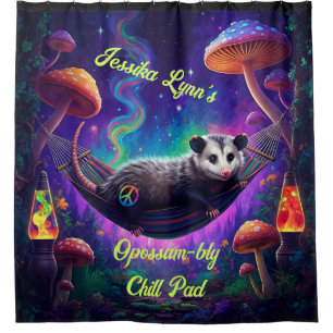 Psychedelic Trippy Hippie Opossum Custom Personal Shower Curtain
