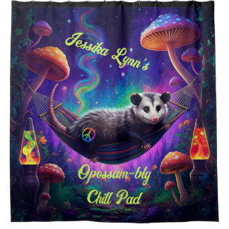 Psychedelic Trippy Hippie Opossum Custom Personal Shower Curtain