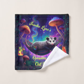 Psychedelic Trippy Hippie Opossum Custom Personal Wash Cloth