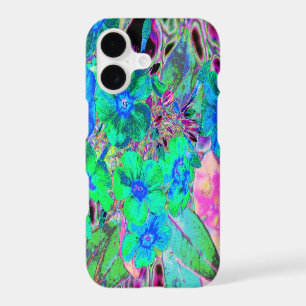 Psychedelic Trippy Lime Green and Blue Flowers