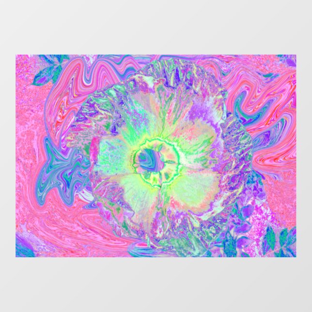 Psychedelic Trippy Lime Green and Purple Hibiscus (Sheet)