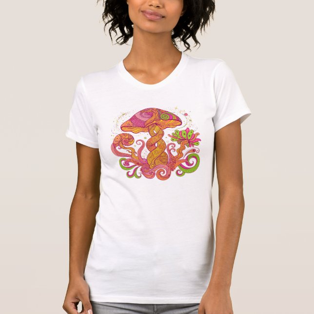 Psychedelic Trippy Mushroom - Colourful Boho  T-Shirt (Front)
