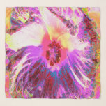 Psychedelic Trippy Rainbow Colours Hibiscus Flower Scarf<br><div class="desc">This Original Digital Oil Painting by My Rubio Garden features a Psychedelic Trippy Rainbow Colours Hibiscus Flower with a yellow and hot pink background. The result is a beautiful abstract floral painting that you will love!</div>