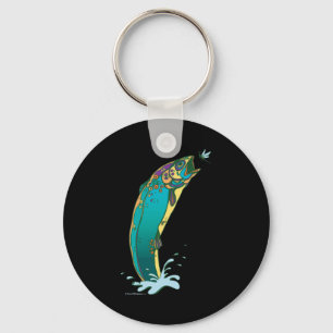 Psychedelic Trout Fishing Key Ring