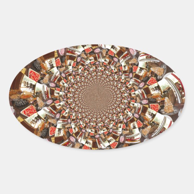 Psychedelic Vision of Brown Hues Oval Sticker (Front)