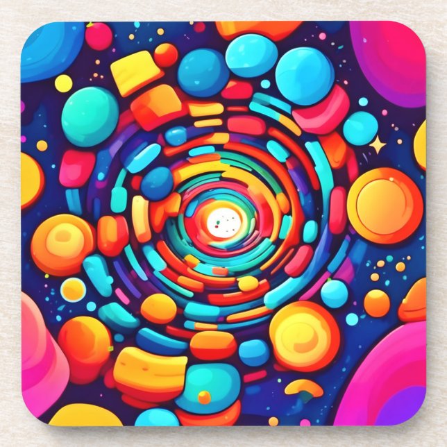Psychedelic Vortex of Colour Coaster (Front)
