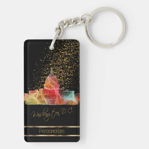 Psychedelic Washington DC Skyline Key Ring